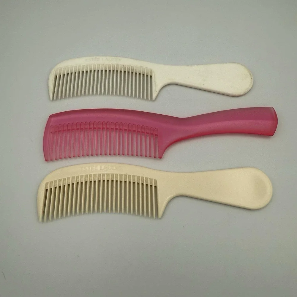 3 Vintage Estee Lauder Pocket Comb Combs‎ Off-White, Pink, Ivory